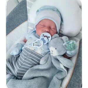 Realistic Reborn Dolls Levi - 18 Inch Lifelike Sleeping Baby Boy with cloth body